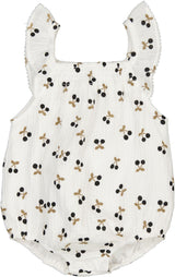Little Fragile Baby Girls Crinkle Woven Cherry Print Bubble Romper - SB6CP7367G