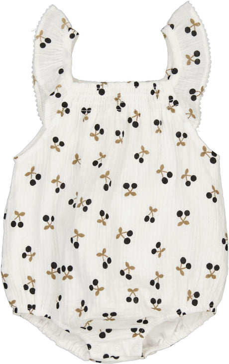 Little Fragile Baby Girls Crinkle Woven Cherry Print Bubble Romper - SB6CP7367G