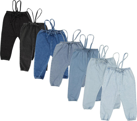 Lil Legs Denim Basic Collection Baby Toddler Boys Girls Bubble Suspender Pants Overall - BSL/BSP/DBSR