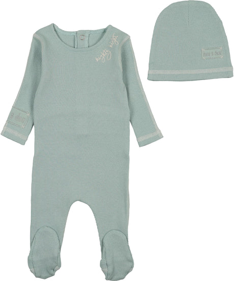 Bee & Dee Baby Boys Girls Contrast Cotton Footie & Beanie Set - KCF