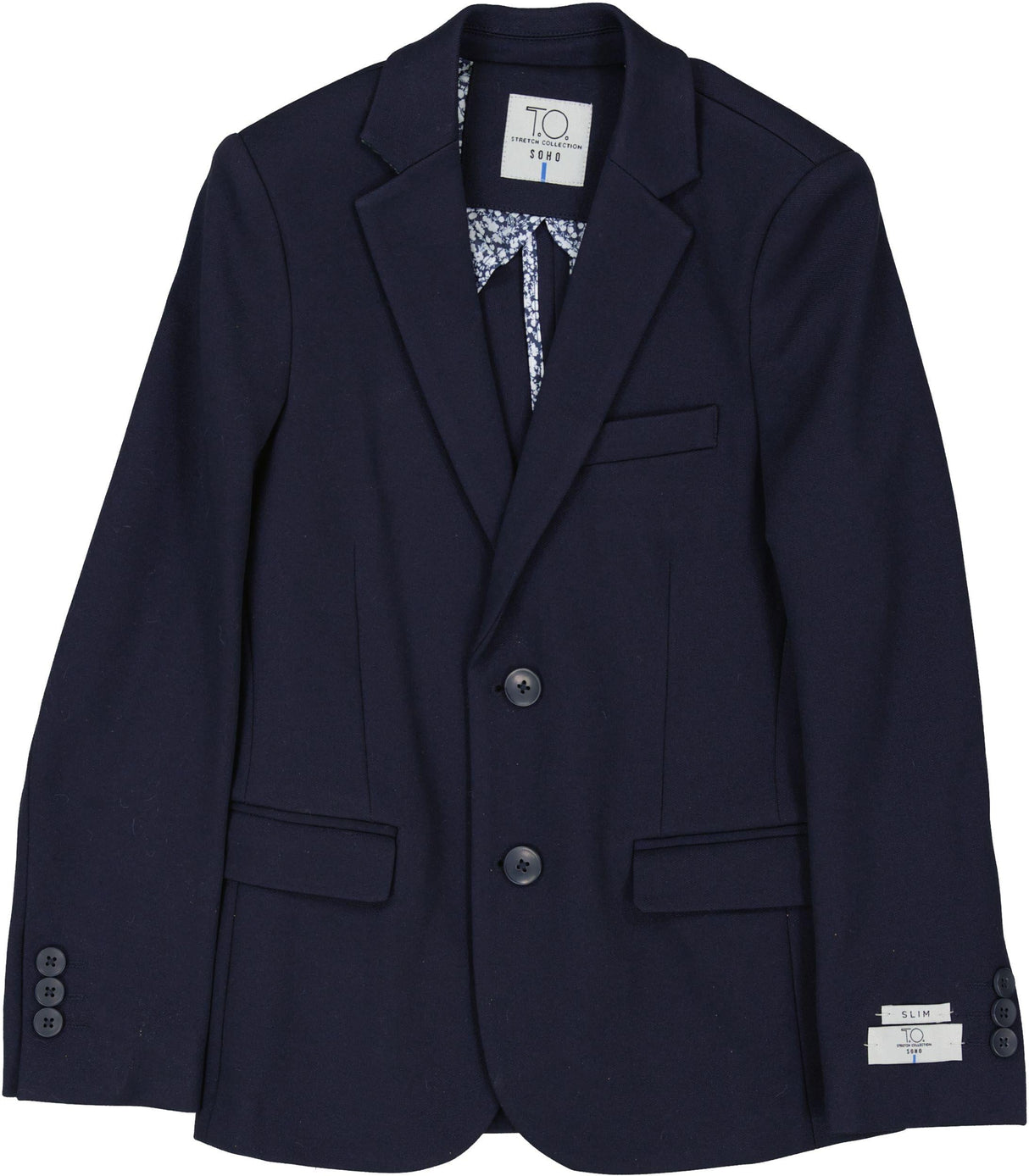 T.O. Collection Boys Navy Texture Soho Stretch Suit Separates - 9131-2B