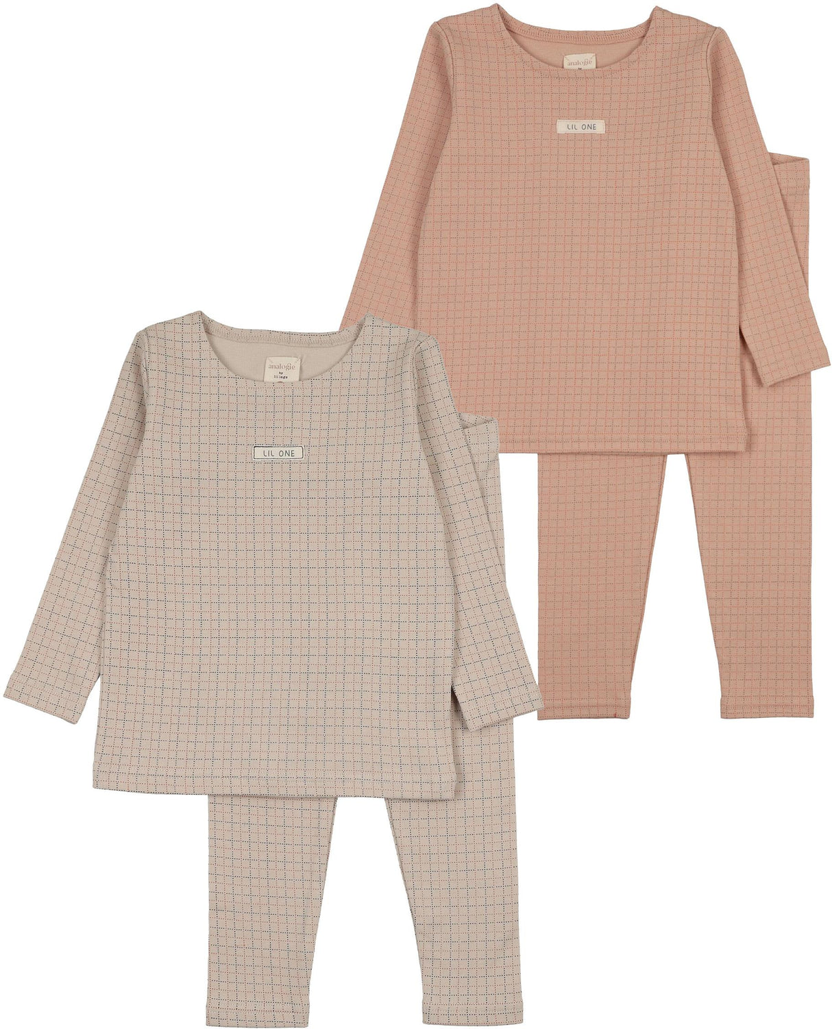 Analogie by Lil Legs Lil People Collection Boys Girls Grid Print Lounge Set Cotton Pajamas - GPLST
