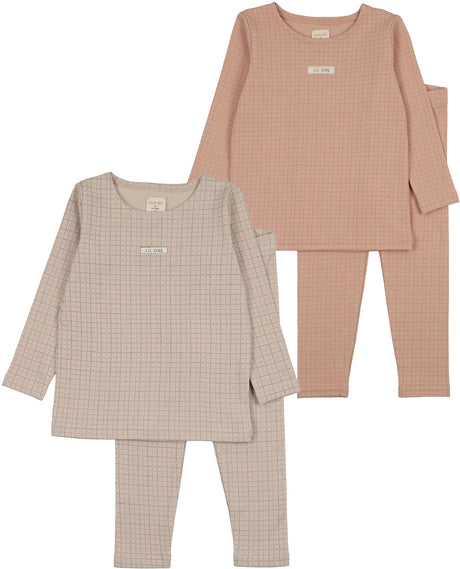 Analogie by Lil Legs Lil People Collection Boys Girls Grid Print Lounge Set Cotton Pajamas - GPLST