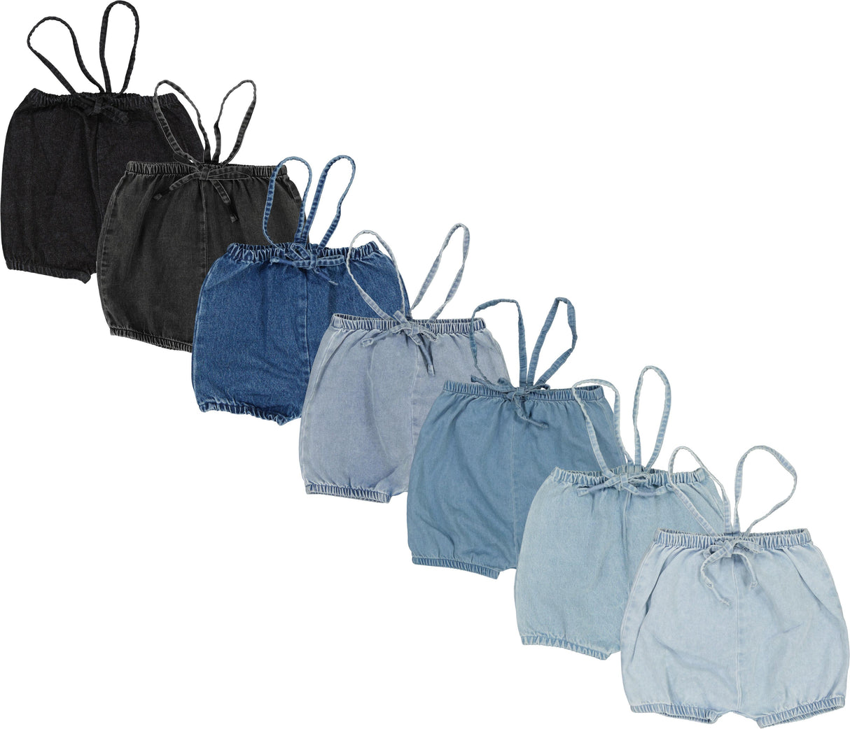 Lil Legs Denim Basic Collection Baby Toddler Boys Girls Bubble Suspender Shorts Overall - BSS