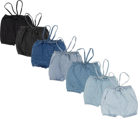 Lil Legs Denim Basic Collection Baby Toddler Boys Girls Bubble Suspender Shorts Overall - BSS