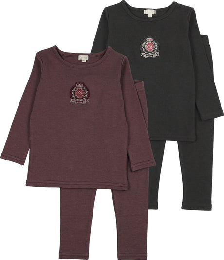 Lil Legs Dressy Loungewear Collection Boys Girls Classic Emblem Cotton Pajamas - AF26TP413