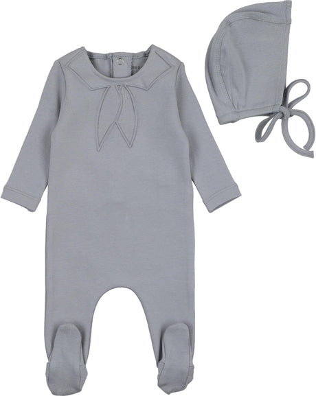 Bee & Dee Baby Boys Girls Embossed Collar Cotton Footie & Bonnet Set - KEC