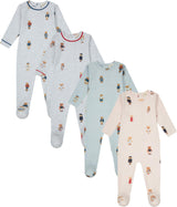 Crew Lounge Baby Boys Girls Cotton Bear Print Footie - SG3161