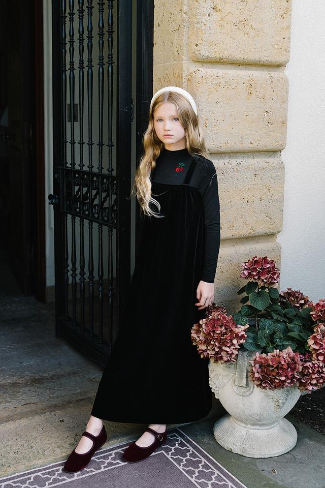 Lil Legs Dressy Loungewear Collection Girls Cherry Mockneck Velour Maxi Robe - LLF26D200