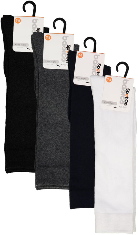 Spot On Basics by Memoi Girls Flat Knit Knee Socks - SP-1019