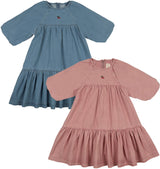 Analogie Lil Legs Denim Capsule Collection Girls 3/4 Sleeve Dress - DDQ