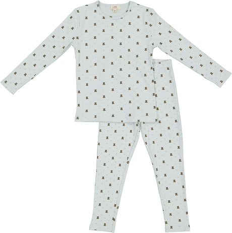 Lux Boys Girls Ribbed Bear/Bow Print Cotton Pajamas - SB6CY2857E