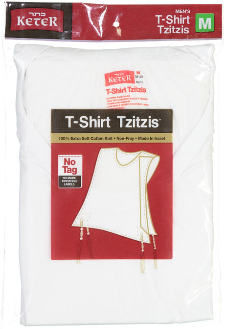 Keter Judaica Mens Perf-Tzit Round Neck Undershirt Tzitzis with Ashkenaz Strings