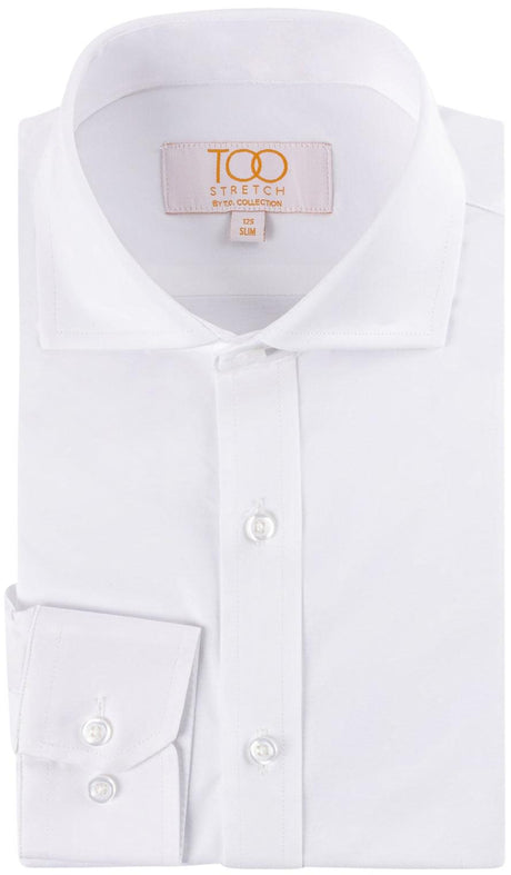 T.O. Collection Boys TOO Super Stretch White Long Sleeve Dress Shirt