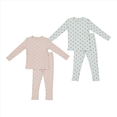 Lux Boys Girls Ribbed Bear/Bow Print Cotton Pajamas - SB6CY2857E