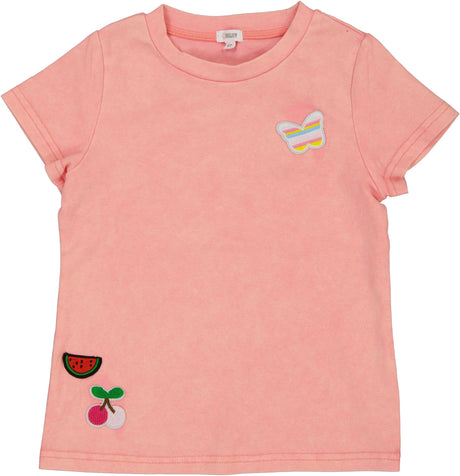 Bonjoy Girls Washed Patch Short Sleeve T-shirt - BTSS26051SST