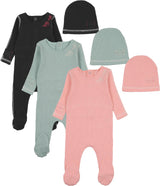 Bee & Dee Baby Boys Girls Contrast Cotton Footie & Beanie Set - KCF