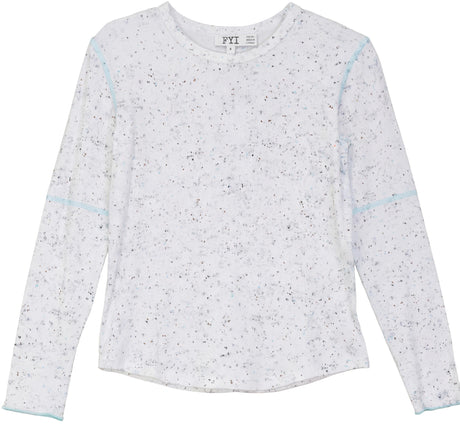 FYI Girls Teens Ribbed Speckle Long Sleeve T-shirt - SB6CP7394