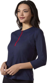 Memoi Womens Half Zip 3/4 Sleeve Swim Shirt - MXM10404