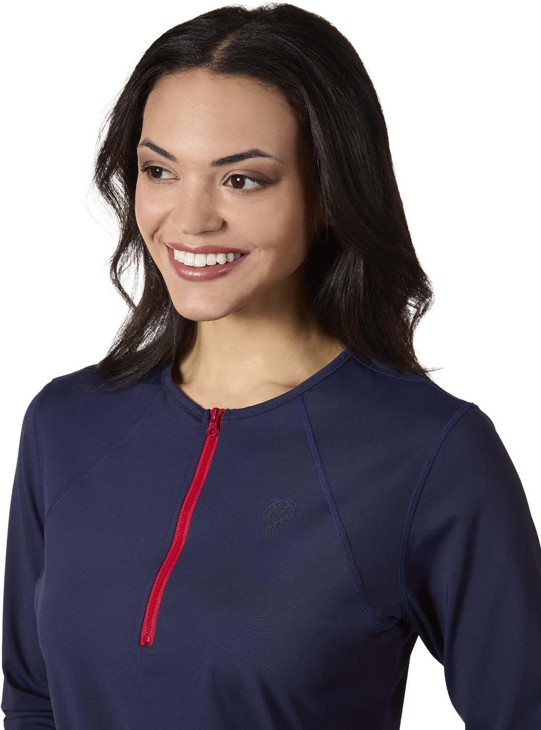Memoi Womens Half Zip 3/4 Sleeve Swim Shirt - MXM10404