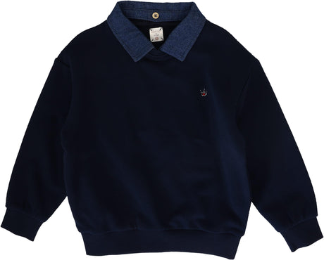 Analogie by Lil Legs Sweet Campaign Collection Boys Denim Removable Collar Sweatshirt - AF26S519