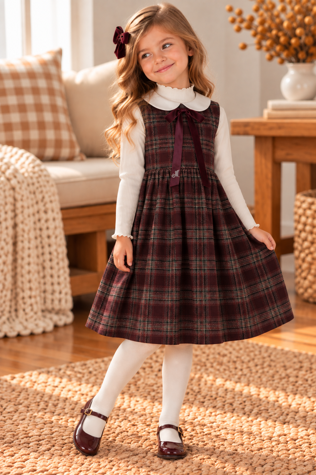 Papillon Girls Plaid Jumper - C-27458
