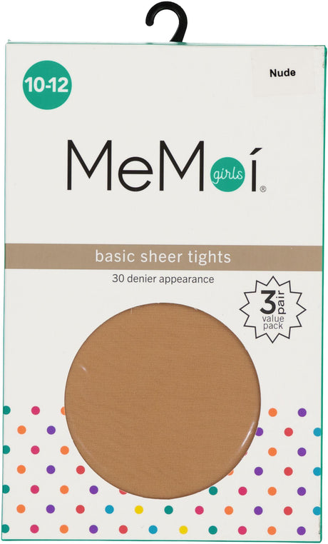 Memoi Girls Basic Sheer 30 Denier Tights Pantyhose 3 Pack - MK-3033