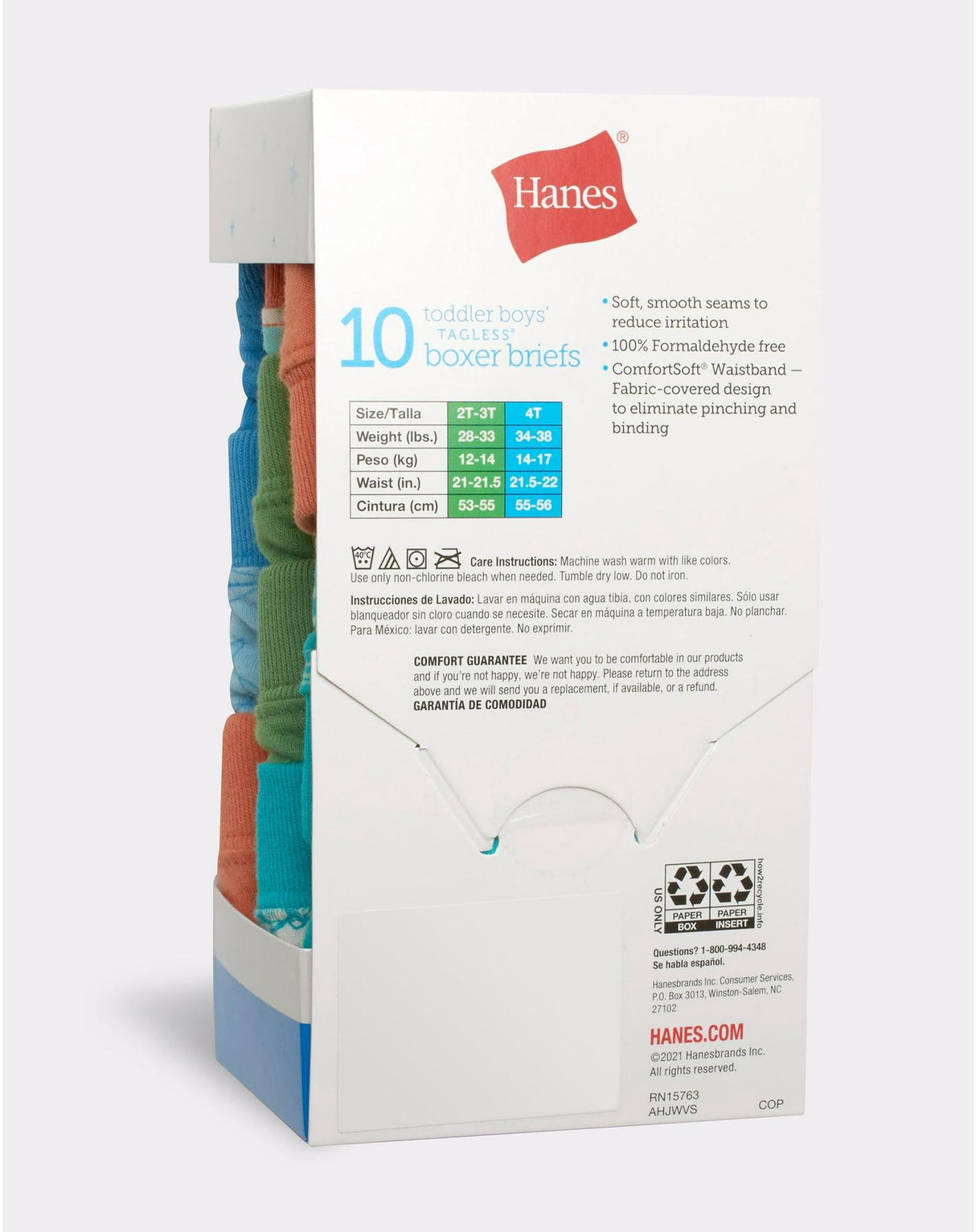 Hanes Toddler Boys Pure Comfort Boxer Briefs 10 Pack - TBPUBB