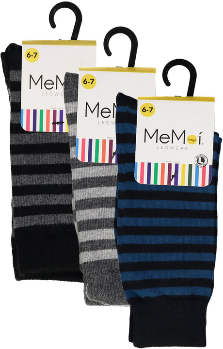 Memoi Boys Two Color Stripe Dress Socks - MK-130