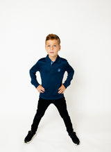 3 Buttons Boys Long Sleeve Polo Shirt - Sport Contrast