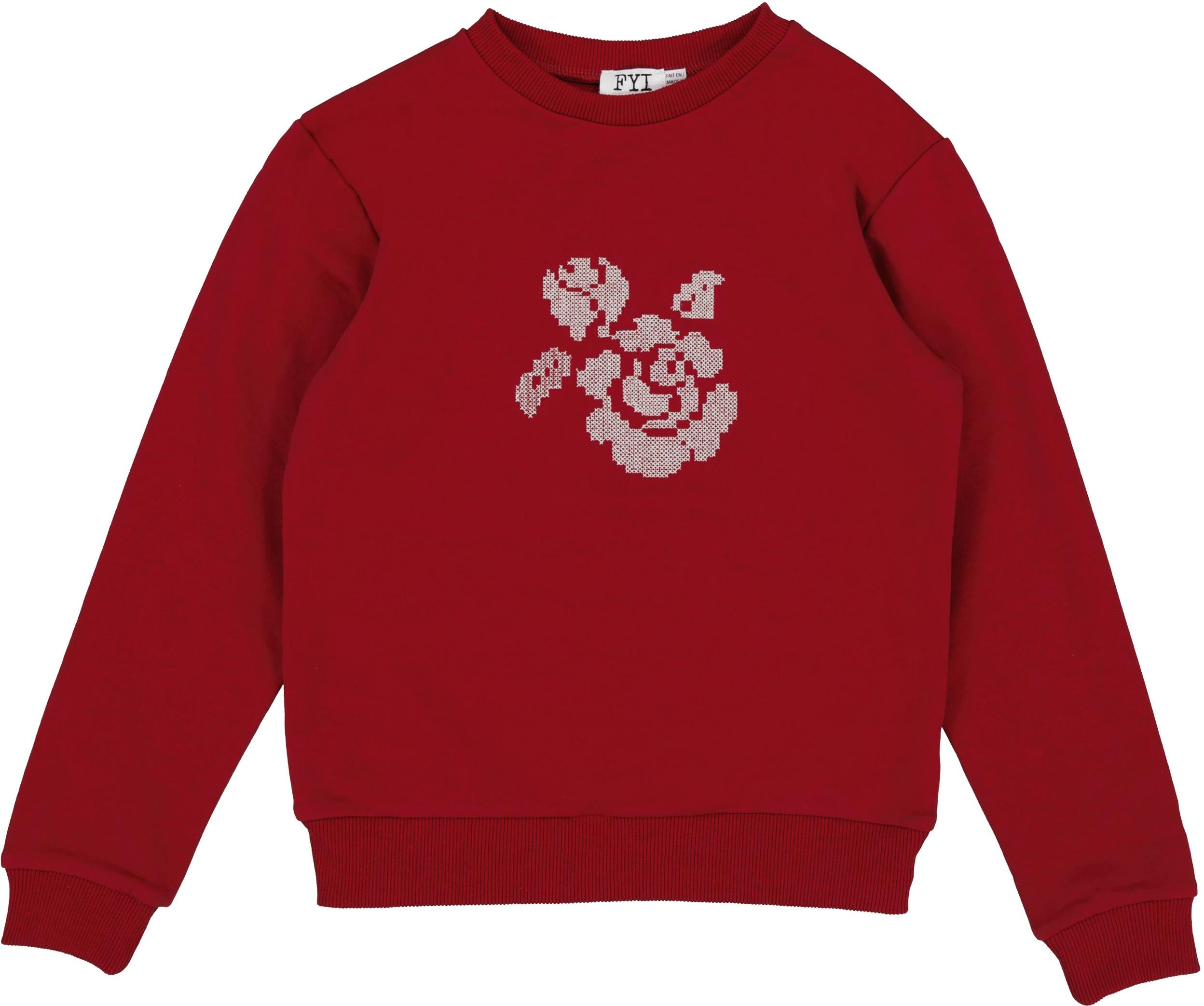 FYI Girls Cross Stitch Flower Sweatshirt - WB6CP7439T – ShirtStop