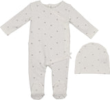Maniere Baby Girls Bow Wrap Cotton Stretchie & Beanie Set - BWFW25