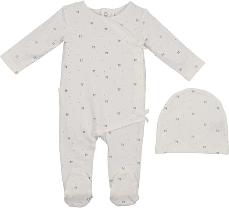 Maniere Baby Girls Bow Wrap Cotton Stretchie & Beanie Set - BWFW25