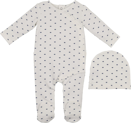 Maniere Baby Boys Crown Wrap Cotton Stretchie & Beanie Set - CWFW25