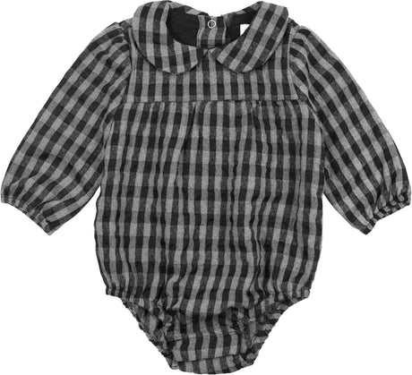 Maniere Baby Girls Plaid Collar Romper - PCRW25