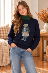 Creative Genius Girls Bear Turtleneck Sweater - C-26967