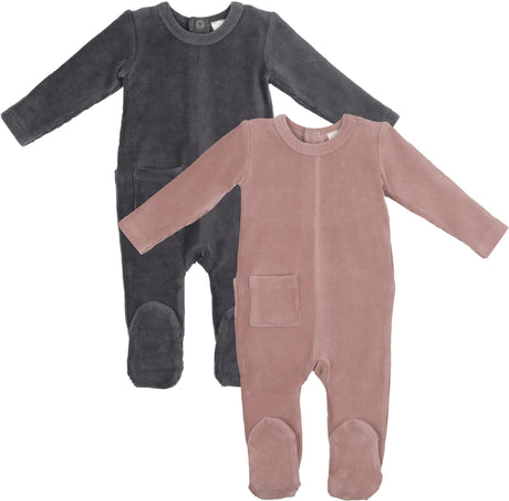 Maniere Baby Boys Girls Ribbed Velour Stretchie - RVFW25