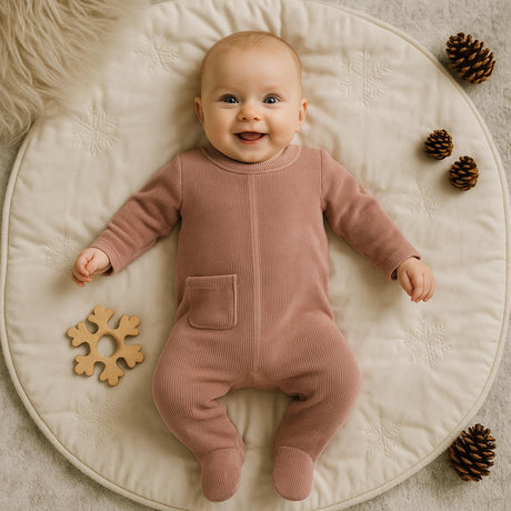 Maniere Baby Boys Girls Ribbed Velour Stretchie - RVFW25