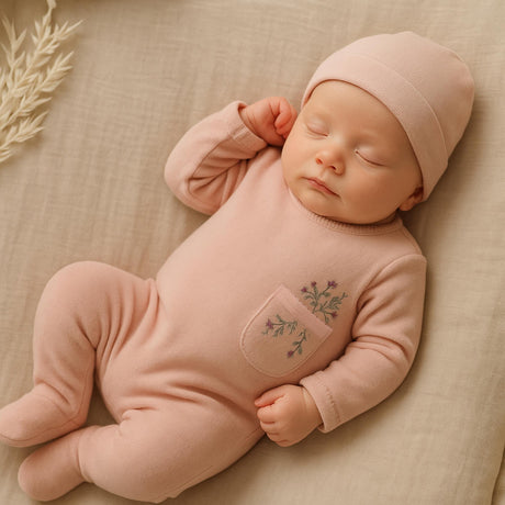 Maniere Baby Boys Girls Velour Pocket Stretchie - VPFW25