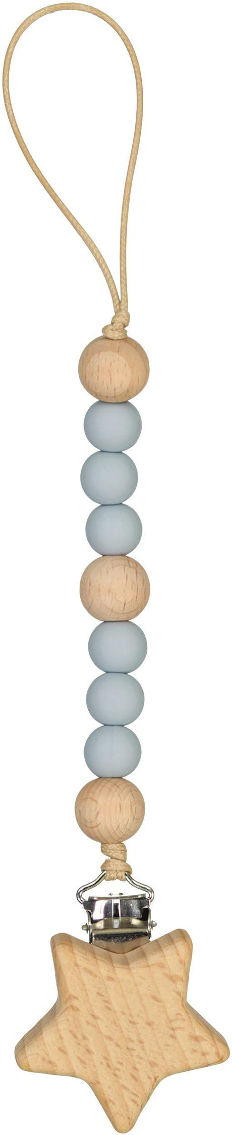 ShirtStop Silicone Beads Pacifier Clip - Wooden Star
