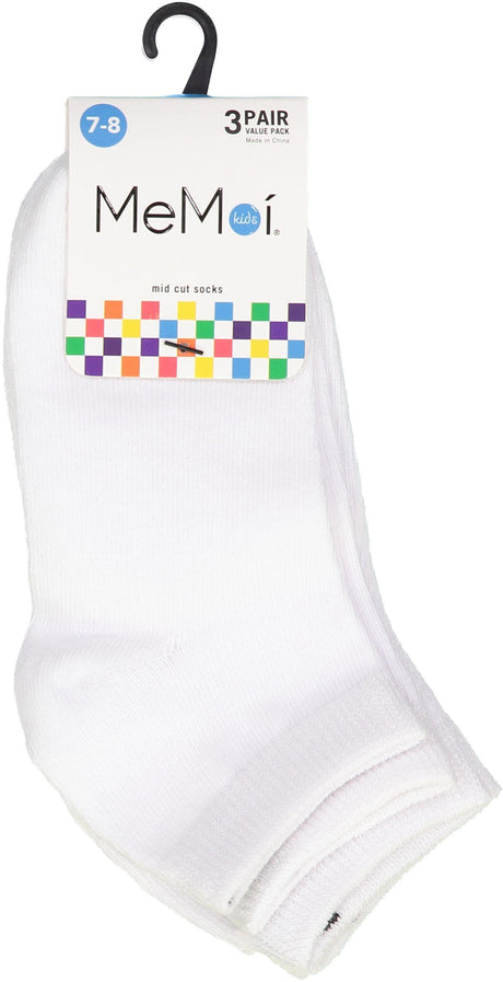 Memoi Boys Girls Unisex Mid-Cut Crew Socks 3 Pack - MK-556