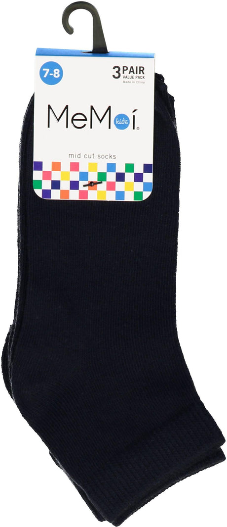 Memoi Boys Girls Unisex Mid-Cut Crew Socks 3 Pack - MK-556