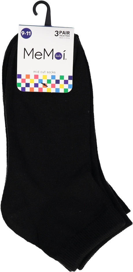 Memoi Boys Girls Unisex Mid-Cut Crew Socks 3 Pack - MK-556