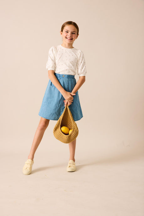 Analogie Lil Legs Denim Capsule Collection Girls 3/4 Sleeve T-shirt Tee - DGT