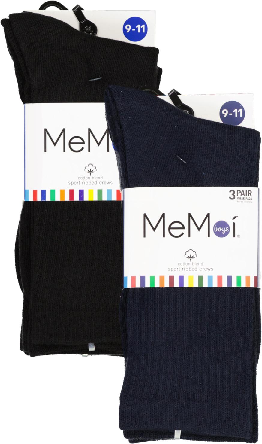 Memoi Boys Cotton Ribbed Crew Sport Socks 3 Pack - MK-10955