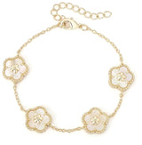 Tiny Gem Inlay Flower Mother of Pearl Bracelet - TG1066