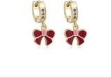Tiny Gem Girls Purple Bow Huggie Back Earring - TG3023