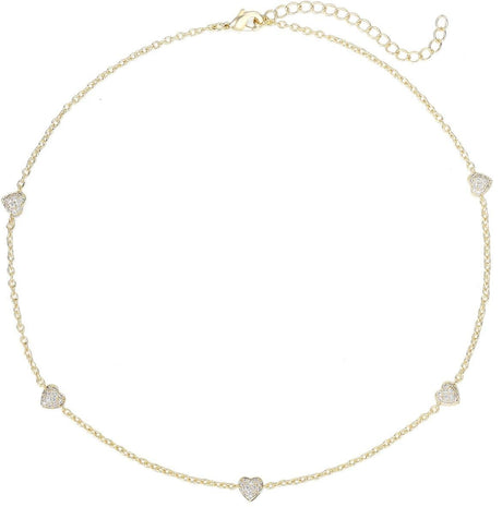 Tiny Gem Pave Diamond Hearts Necklace - TG2024