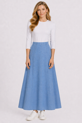 Kiki Riki Womens Maxi 36 Inch Stonewash Panel Skater Skirt - 42496