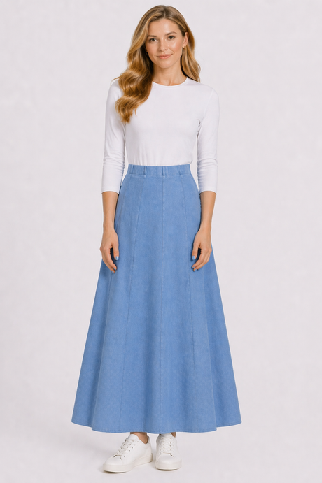 Kiki Riki Womens Maxi 36 Inch Stonewash Panel Skater Skirt - 42496